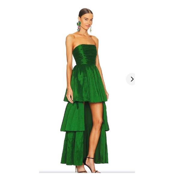 Lovers and Friends Michie Maxi Dress gown green tiered mini NWT Revolve $298 S - Picture 7 of 12